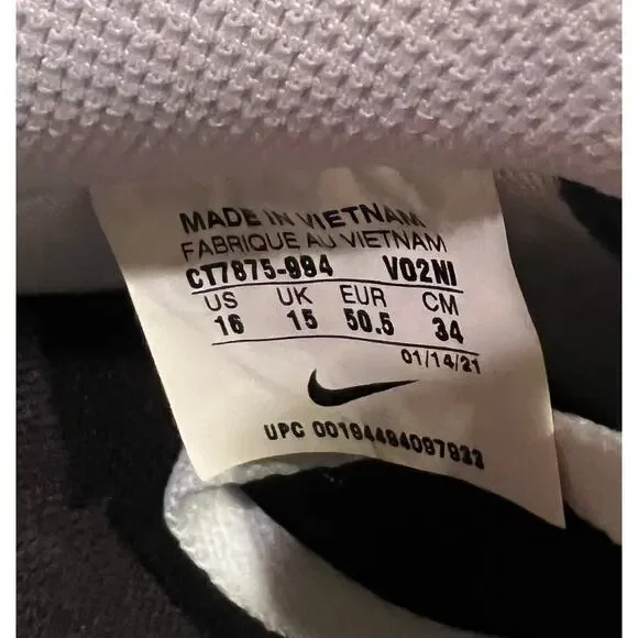 Nike Air Force 1 Low Men's Size 16 Black and White Pre-Owned - Picture 6 of 6